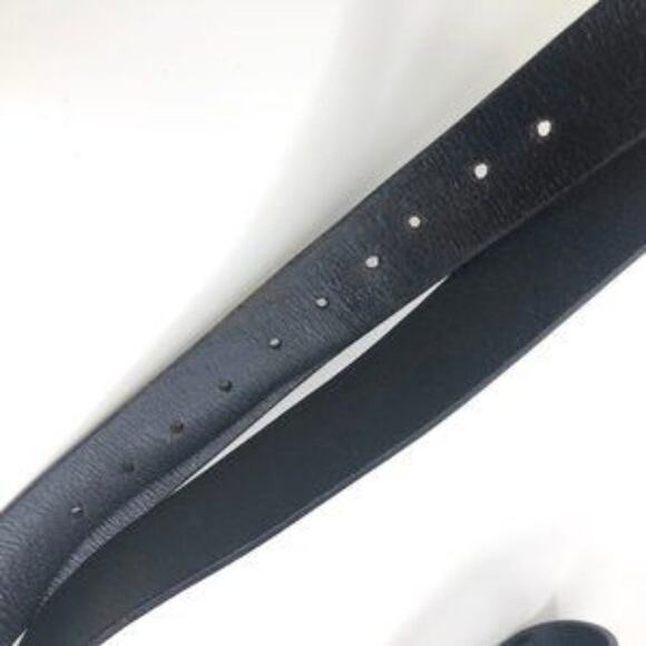 Vintage Black Leather Train Belt & Buckle - Picture 7 of 7